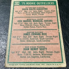 Jim Rice Rookie Card Pepe Mangual John Scott 1975 Topps Rookie Outfielders #616