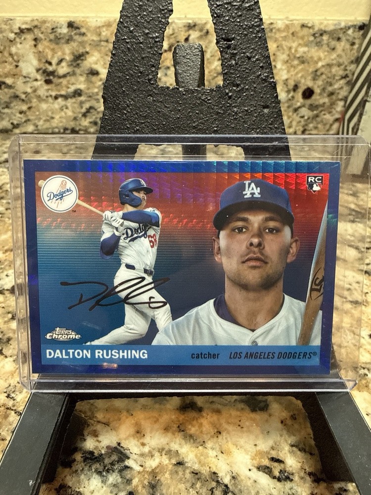 2025 Topps Chrome Platinum RC Dalton Rushing Blue Prism Refractor #295 Dodgers