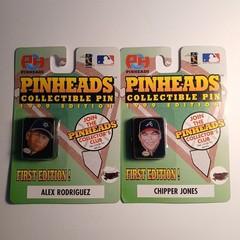MLB Players Choice Pinheads Collectible Pins Alex Rodriguez And Chipper Jones .