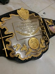 Awa Lawler heavyweight championship belt,4mm Zinc ,Dual plated, Leather strap