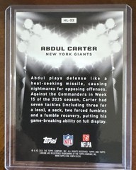 2025 Topps Chrome Black #HL-22 ABDUL CARTER “HIT THE LIGHTS” NRMT/MT