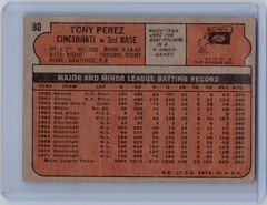 1972 Topps #80 Tony Perez HOF Cincinnati Reds