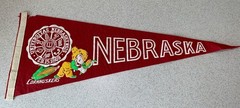1960&rsquo;S NEBRASKA CORNHUSKERS FOOTBALL FULL SIZE PENNANT, Small Tear Upper Right