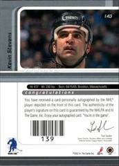 2001-02 BAP Signature Series Autograph #143 Kevin Stevens Pittsburgh Penguins