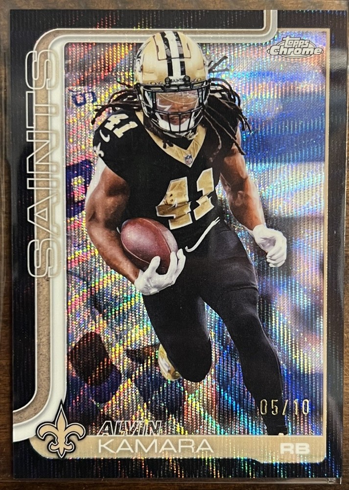 ALVIN KAMARA 2025 TOPPS CHROME #BA-AK BLACK WAVE REFRACTOR 5/10 SAINTS
