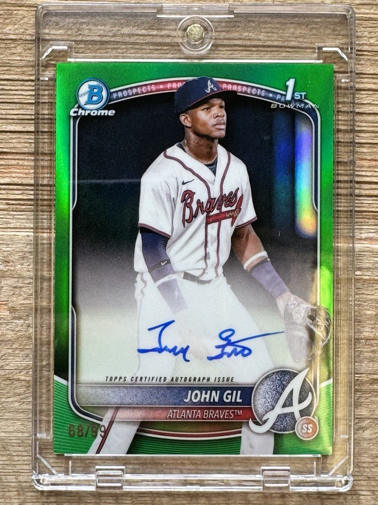 Topps 2025 Bowman Chrome John Gil 1st Bowman Green Auto #/99 CPA-JG Braves