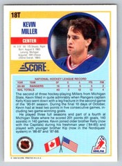 1990-91 Score Rookie and Traded #18T Kevin Miller Rookie Card New York Rangers