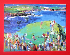 vtg – LeROY NEIMAN – Golf mini print – The 16th at Cypress Point – Pebble Beach