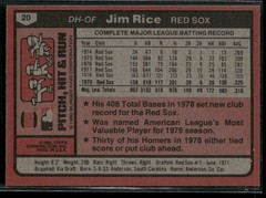 1980 Topps Burger King Jim Rice #20 ~ NM-MT ~