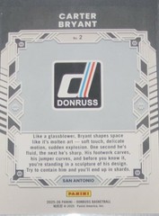 Panini 2025-26 Donruss Elite Series Carter Bryant RC #2 Spurs