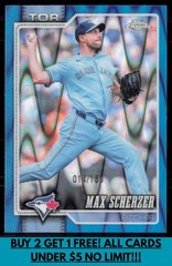 Max Scherzer 2026 Topps Chrome #148 Blue Raywave Refractors #/150
