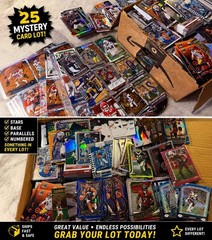 NFL and NBA 25 Card Mystery Lots, Rookies and Stars, Parallels, Inserts, Base+