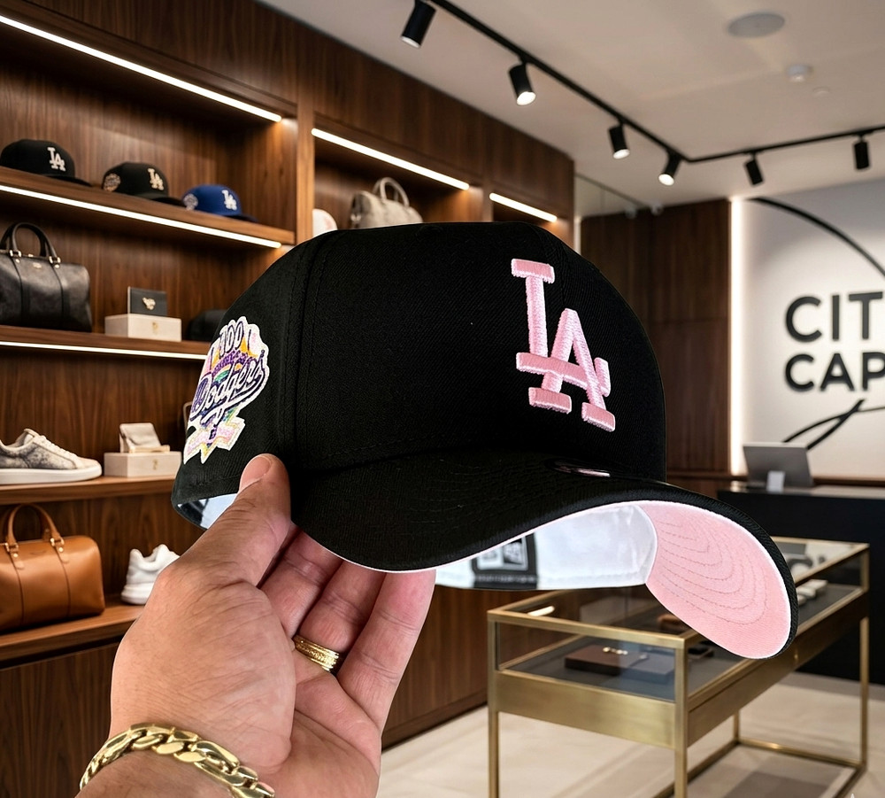 New Era LA Dodgers Hat – Black with Pink Undervisor Anniversary Patch