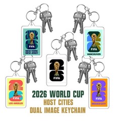 2026 FIFA World Cup Soccer Football Souvenir Host City Dual Image Keychain Clip