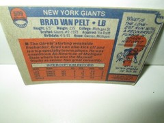 BRAD VAN PELT 1976 FOOTBALL CARD Topps #509 Rookie Rc rare NEW YORK GIANTS LB VG