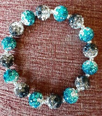 Carolina Panthers-Bling- Crystal-Rhinestone-Teal/Black/White-Bracelet
