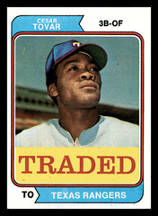 1974 Topps Traded Cesar Tovar Texas Rangers #538T EX