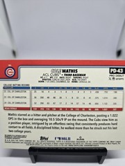 2025 Topps Pro Debut COLE MATHIS Base Auto #PD-43 Chicago Cubs