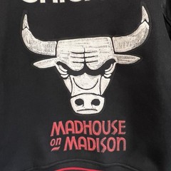 Chicago Bulls Men’s Medium Madhouse On Madison Varsity Jacket Rib Wool New Black