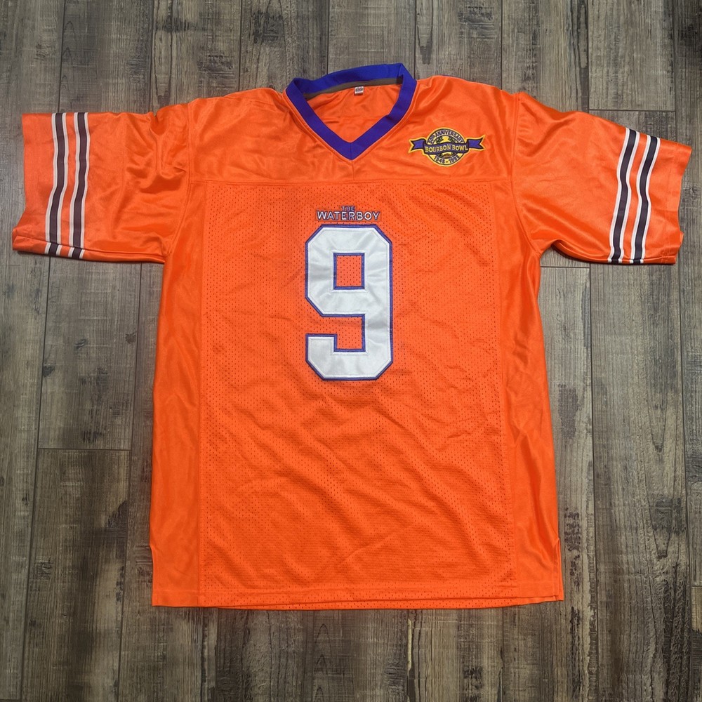 The Waterboy Bobby Boucher #9 Mud Dogs Football Jersey Men M Orange