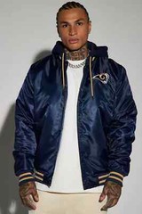 NFL Apparel Los Angeles Rams Hooded Bomber Hoodie Jacket Size 3XL Navy