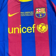 2011 Barcelona Final Home Retro Jersey Messi #10 Short Sleeve Vintage Blue Red