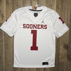 NWT Oklahoma Sooners #1 Nike Jordan Brand NCAA Game White Jersey Men Small $150