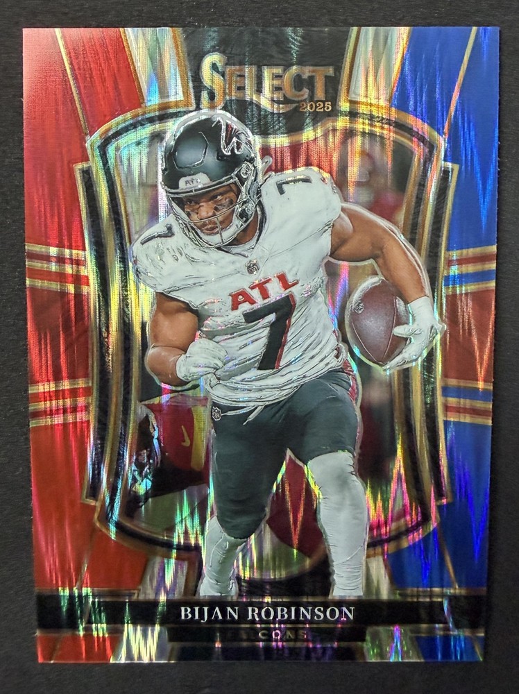 2025 Panini Select #148 Bijan Robinson Red and Blue Prizm Shock