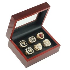 6 Pcs Chicago Bulls Michael Jordan Championship Ring Set with Case