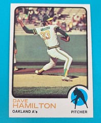 1973 Topps RC #214 Dave Hamilton Oakland Athletics BASEBALL Card 3B