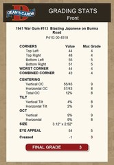 1941 War Gum #113 Blasting Japanese on Burma Road 3 – VG