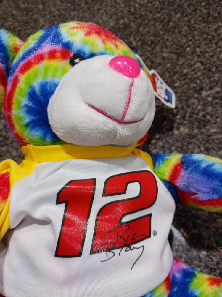 Ryan Blaney Penske Racing #12 Peach Pals 9&Prime; Teddy Bear Tie-Dye Plush New NASCAR