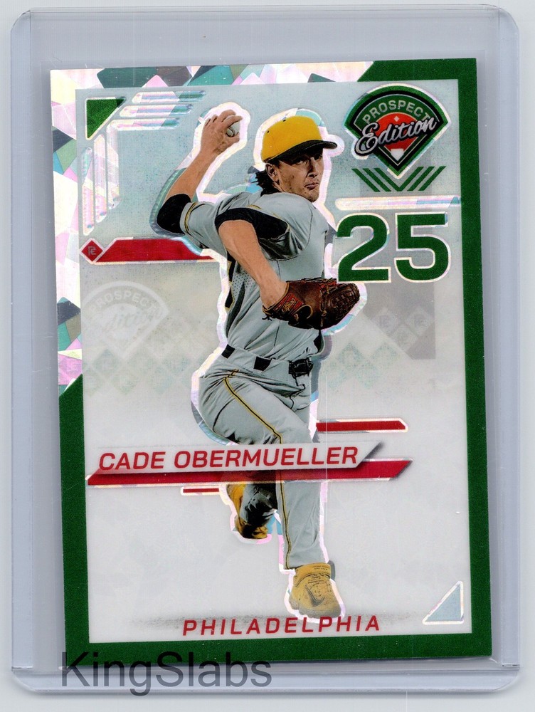 2025 Panini Prospect Edition #98 Cade Obermueller Holo Ticket – Green Ice #/149
