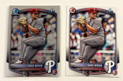 Gage Wood 2025 Bowman Draft Chrome & Paper 1st RC (2) Card Lot #BDC-4 & BD-4