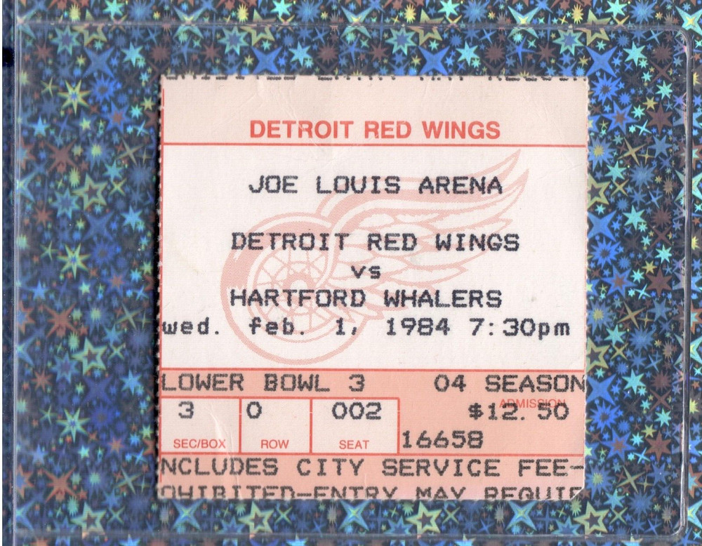 Ron Francis G#69 Ticket Stub 1-2-1985 Whalers Red Wings Boldirev & Zuke 2G each