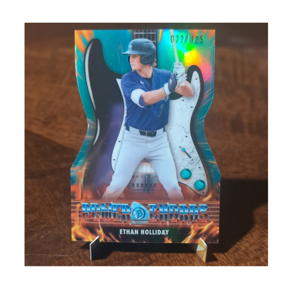 2026 Topps Bowman Chrome Ethan Holliday Power Chords Aqua PC-20 Rockies 22/125