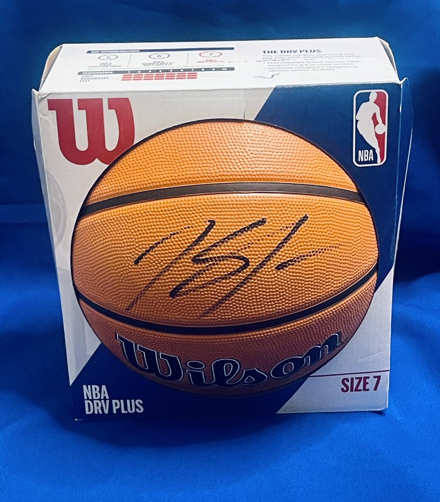 Karl-Anthony Towns Signed Auto Wilson NBA Basketball N.Y. Knicks Champs JSA COA