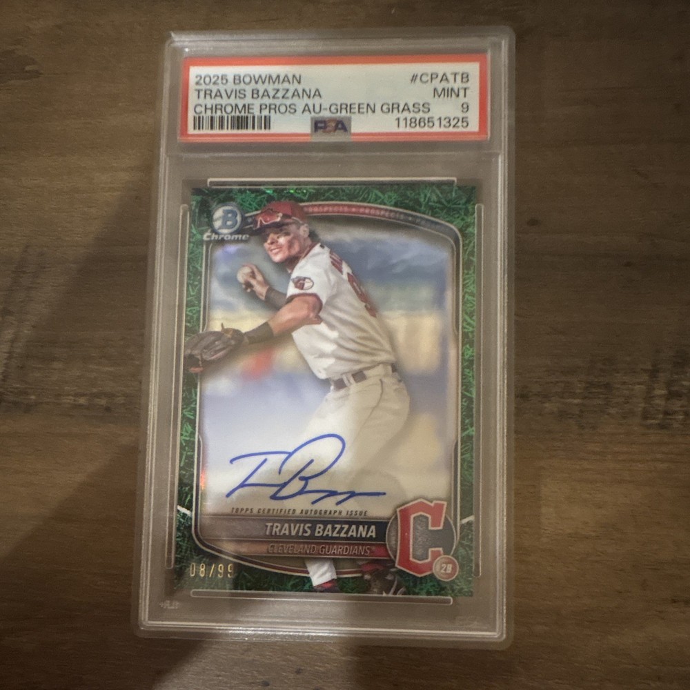 2025 Bowman Chrome Travis Bazzana RC CPA-TB Green Grass Auto /99 PSA 9