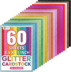 Glitter Cardstock Sheets 11.5×8 Inches 60 Double Sided Paper for Crafts and