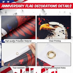 4 Pack 3 x 6 ft Large 250th Anniversary Fan Flag, 1776-2026 USA Bunting Banner,