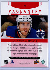 BUY 1 GET 1 50% 22-23 SP Authentic #P-1 Connor McDavid Edmonton Oilers Pageantry