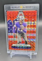DERRICK HENRY RED REFRACTOR FLAG INSERT WITH CASE NFL BALTIMORE RAVENS