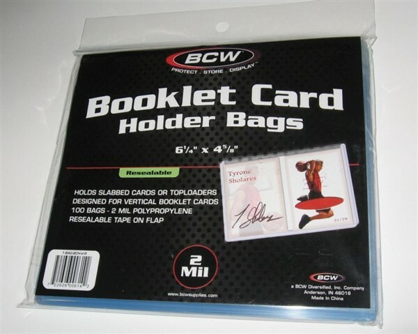 Pack of 100 BCW Resealable Vertical Booklet Trading Card Holder Poly Bags