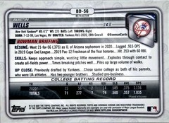 2020 Bowman Draft – Chrome Austin Wells #BD-56 Refractor (RC)