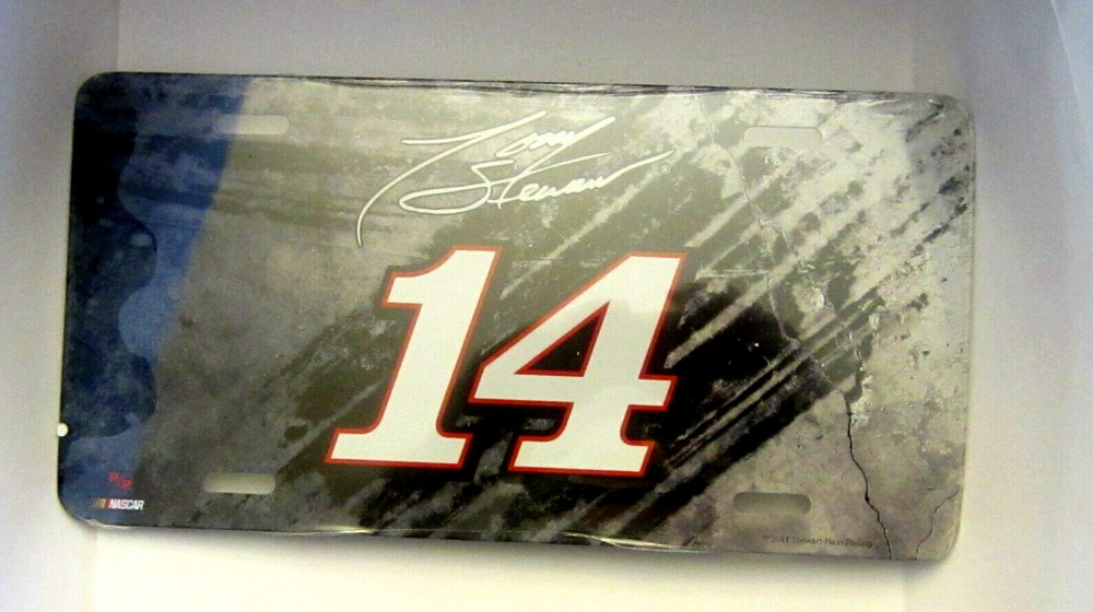 Tony Stewart #14 Metal License Plate NEW With Plastic still on (12&Prime; x 6&Prime;)