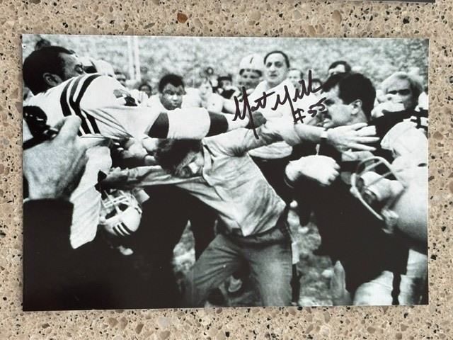 MATT MILLEN SIGNED OAKLAND RAIDERS PUNCHING PAT SULLIVAN PATRIOTS 4X6 PHOTO