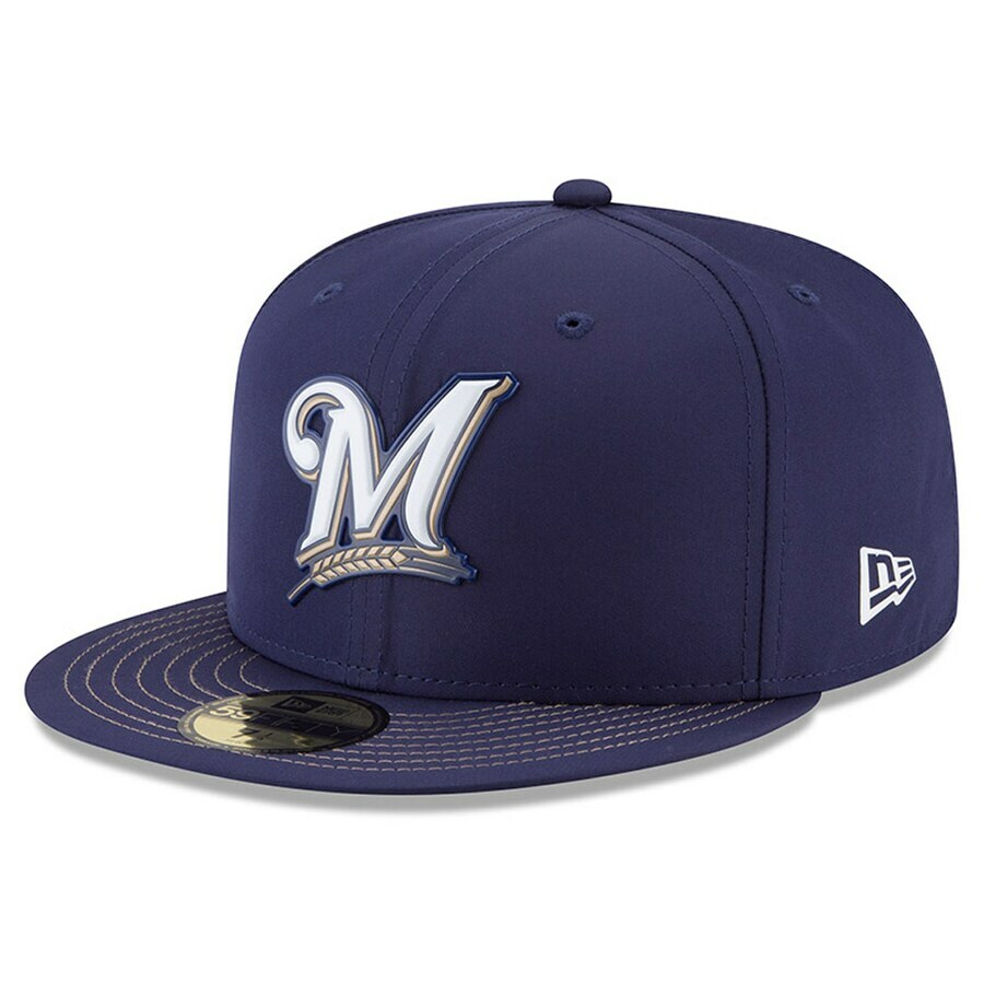 New Era Milwaukee Brewers 5950 OF 2018 Prolight BP Fit Hat Navy SZ 6 7/8, 8 1/4