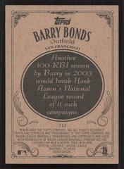 2002 Topps 206 Barry Bonds #310a Card with Elbow Pad