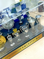 Chelsea Football Championship Trophy 8cm Metal 12 Trophy With Display Case