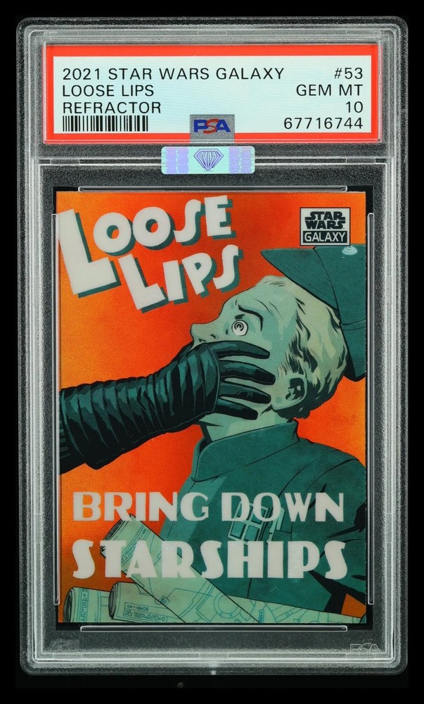 2021 Topps Chrome Star Wars Galaxy Loose Lips Refractor Silver Diamond PSA 10